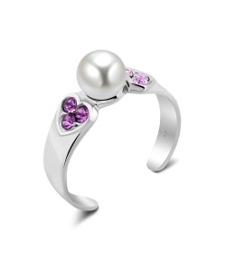 Toe Ring with Pearl and CZ CSTR-58